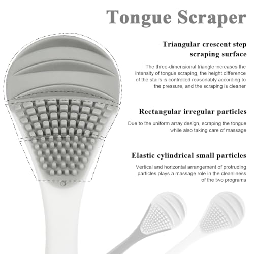 MAYCREATE® Tongue Cleaner Adults, 2Pcs Silicone Tongue Scraper Soft Tounge Cleaner Helps Fight Bad Breath Tough Cleaner Fan Shape Tung Cleaner Tongue Brush - Image 4