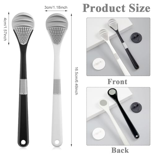 MAYCREATE® Tongue Cleaner Adults, 2Pcs Silicone Tongue Scraper Soft Tounge Cleaner Helps Fight Bad Breath Tough Cleaner Fan Shape Tung Cleaner Tongue Brush - Image 2
