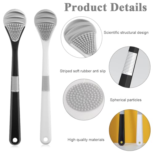 MAYCREATE® Tongue Cleaner Adults, 2Pcs Silicone Tongue Scraper Soft Tounge Cleaner Helps Fight Bad Breath Tough Cleaner Fan Shape Tung Cleaner Tongue Brush - Image 3