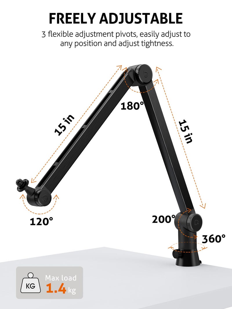 SUNMON HyperX QuadCast Boom Arm - Upgraded Heavy Duty Mic Arm with HyperX QuadCast Pop Filter, 360° Rotatable Microphone Arm for HyperX QuadCast, QuadCast S - Image 4