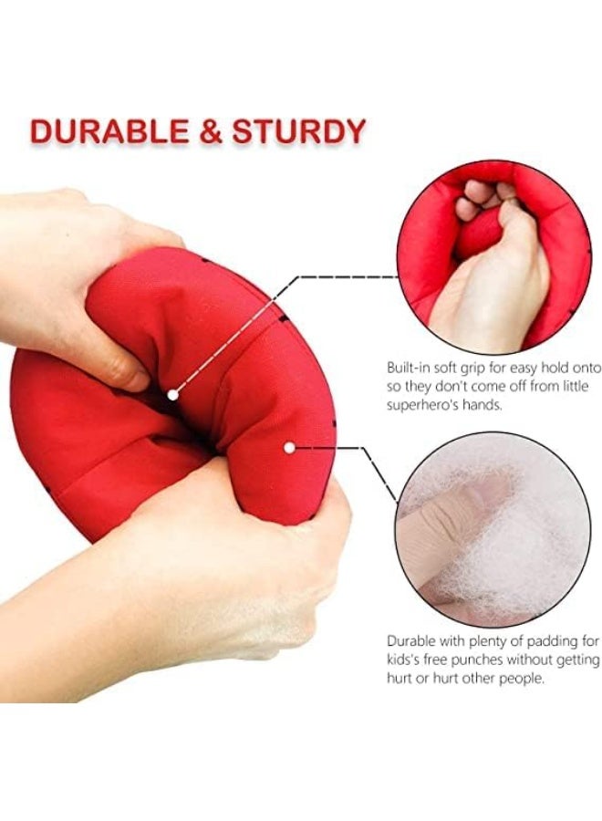 1 زوج من القفازات الملاكمة للأطفال الفاخرة ، القفازات القبضة الكسرة للأطفال كوسبلاي لفتاة ولد عيد الميلاد لوازم عيد الميلاد هالوين زي هالوين (الأحمر) - Image 3
