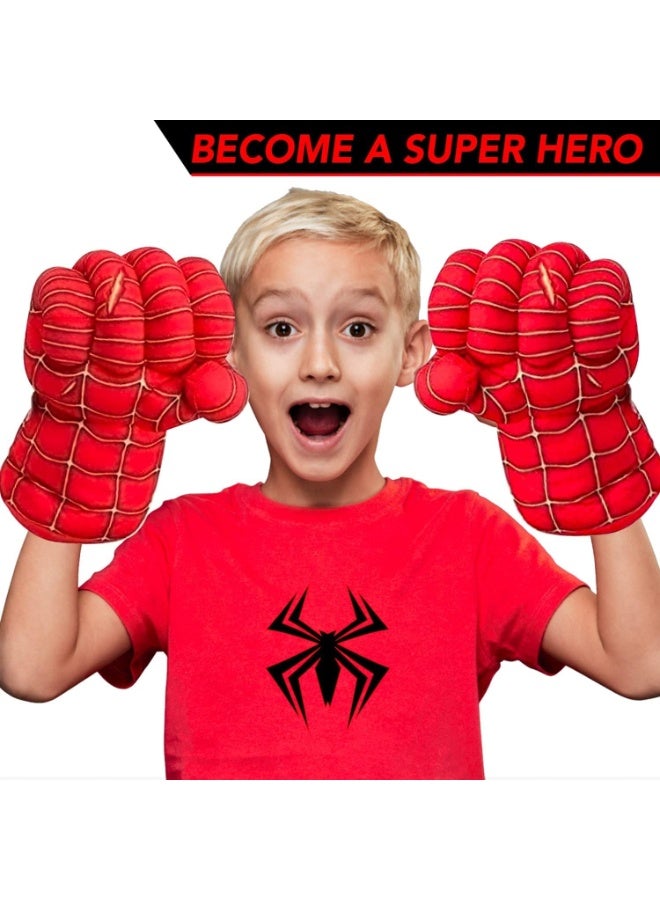 1 زوج من القفازات الملاكمة للأطفال الفاخرة ، القفازات القبضة الكسرة للأطفال كوسبلاي لفتاة ولد عيد الميلاد لوازم عيد الميلاد هالوين زي هالوين (الأحمر) - Image 5