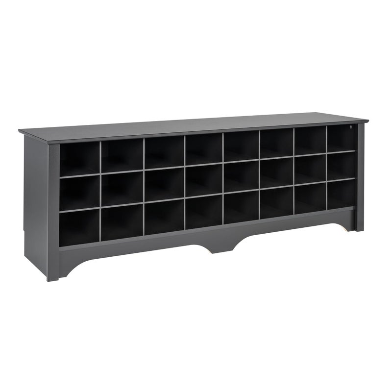 Prepac Cabinet Shoe Cubby Bench 155D x 60W x 2025H Black