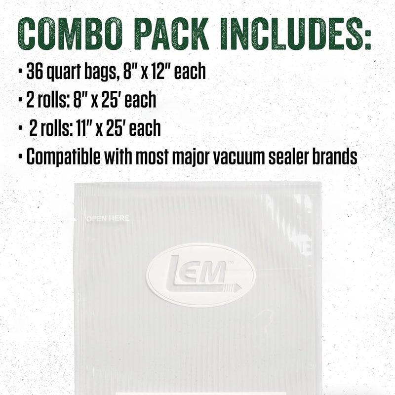 LEM Products MaxVac Combo Pack of Vacuum Sealer Bags and Rolls Compatible with Major Vacuum Sealer Brands - Image 4