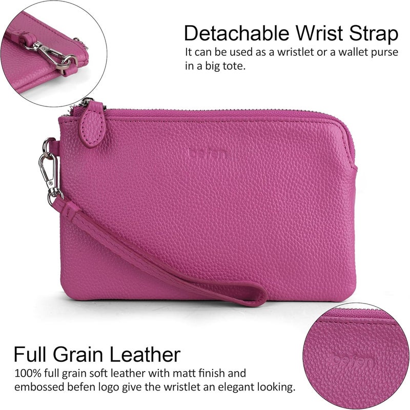 befen Genuine Leather Wristlet Clutch RFID Blocking Bag Cell Phone Wallet Purse Wristlet Wallet Purses and Handbags for Women - Image 2