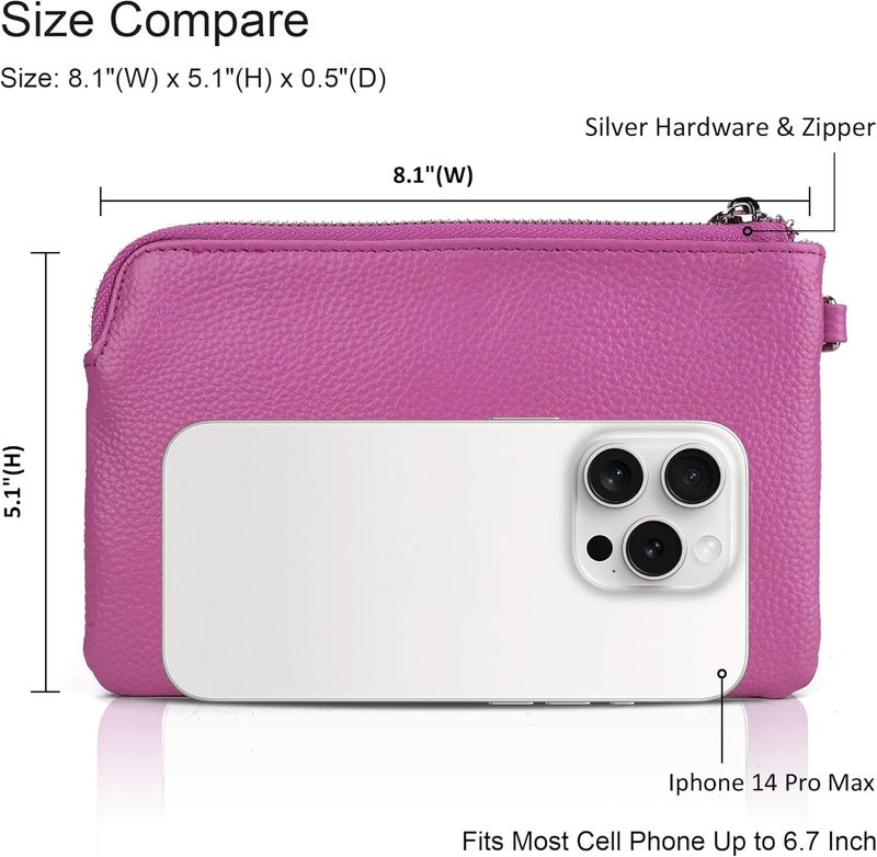 befen Genuine Leather Wristlet Clutch RFID Blocking Bag Cell Phone Wallet Purse Wristlet Wallet Purses and Handbags for Women - Image 3