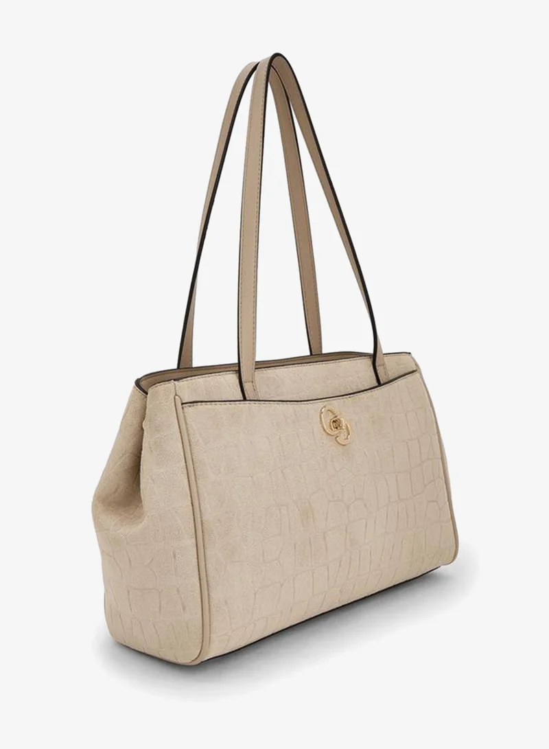 سيليست Suede Textured Tote Bag With Zip Closure