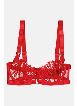 BLUEBELLA Women Textured Underwired Bra, Red  - Image 1