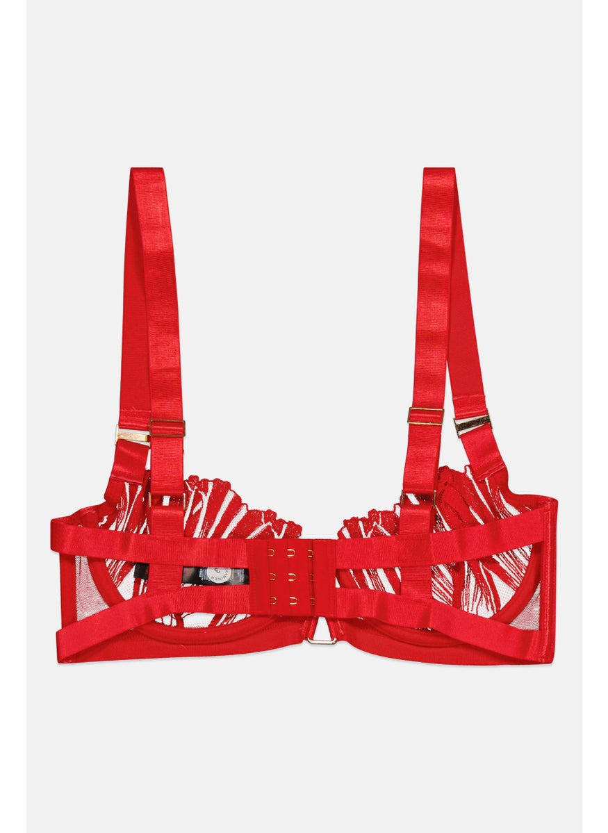 BLUEBELLA Women Textured Underwired Bra, Red  - Image 2