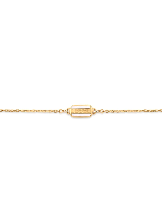 غاي لاروش Nina Gold-Plated Bracelet with Running Logo, Mother of Pearl & Crystals