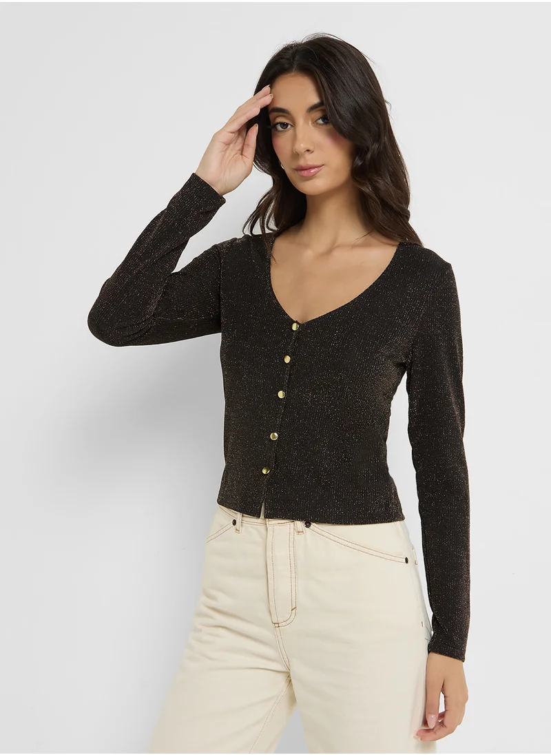 فيرو مودا V-Neck Knitted Top