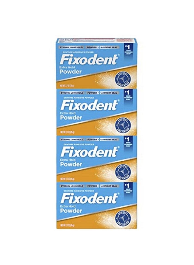 فكسودنت بودرة لاصقة للأسنان الصناعية من فيكسودنت، تثبيت إضافي، 2.7 أونصة (عبوة من 4 قطع) - Image 1