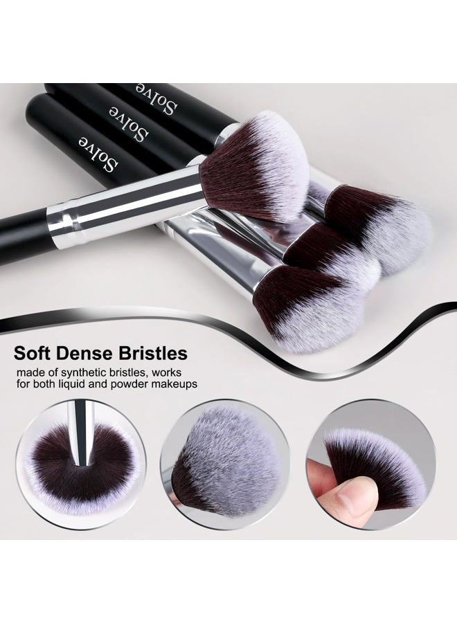 SOLVE Makeup Brush Set, SOLVE 32 Pieces Professional Makeup Brushes Wooden Handle Cosmetics Brushes Foundation Concealer Powder Face Eye Make up Brushes Kit, Black - Image 2