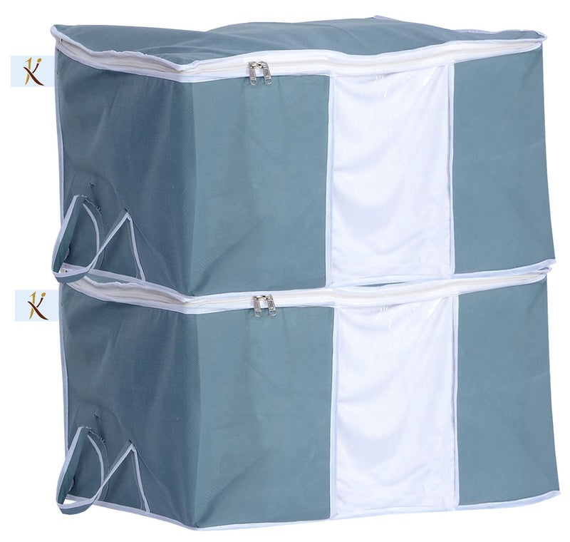 Kuber Industries 2 Piece Non Woven Under Bed Storage Organiser Set Grey VARUndb04 - Image 1