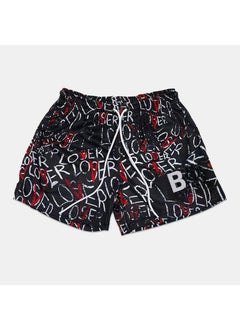 Generic Mens BKTSQD Color Block Athletic Shorts Black Letters  - Image 1