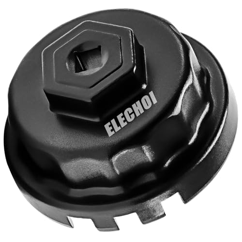 ELECHOI 64mm 14 Flutes4 Slots Oil Filter Cap Wrench Removal Tool Socket Compatible with Toyota Lexus and Scion Vehicles Equipped with 25L to 57L engines Black HeavyDuty Aluminum - Image 1