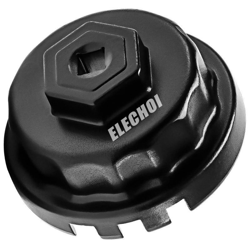 ELECHOI 64mm 14 Flutes4 Slots Oil Filter Cap Wrench Removal Tool Socket Compatible with Toyota Lexus and Scion Vehicles Equipped with 25L to 57L engines Black HeavyDuty Aluminum - Image 3