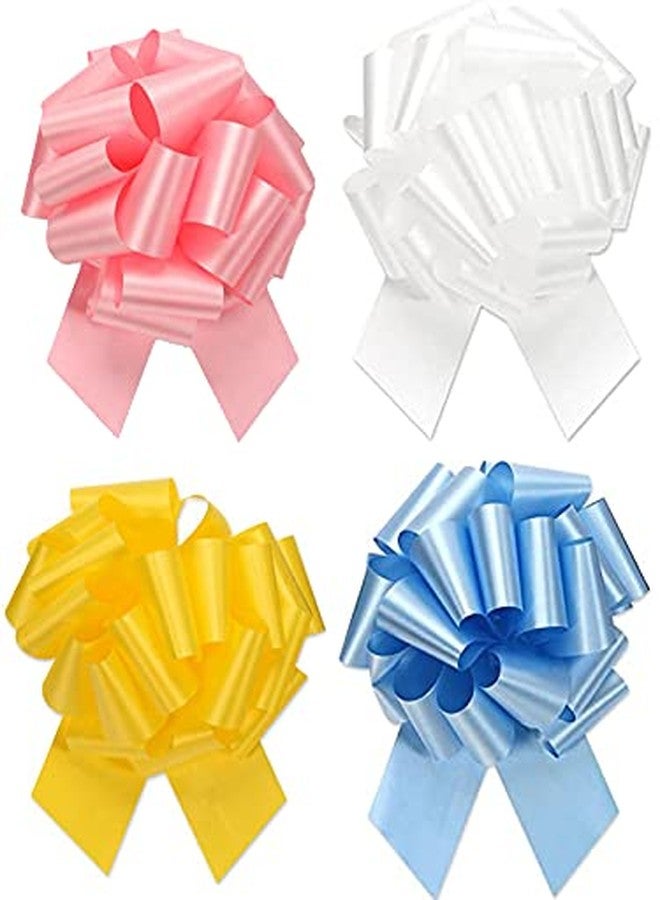 Golden Leaf Extra Large Pull Bows - 8" Wide, XL Ribbon Big Pull Flower Bows for Baby Showers Gifts and Easter Baskets, Set of 4 (Light Colors Mix) - Image 1