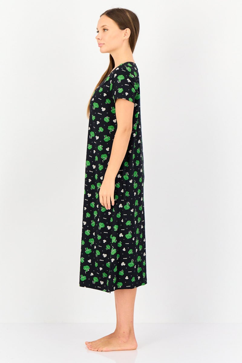 Zivame By Rosaline Women Allover Print Sleeping Dress, Multicolor - Image 3