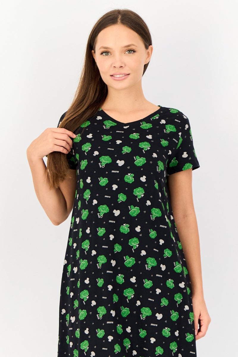 Zivame By Rosaline Women Allover Print Sleeping Dress, Multicolor - Image 4