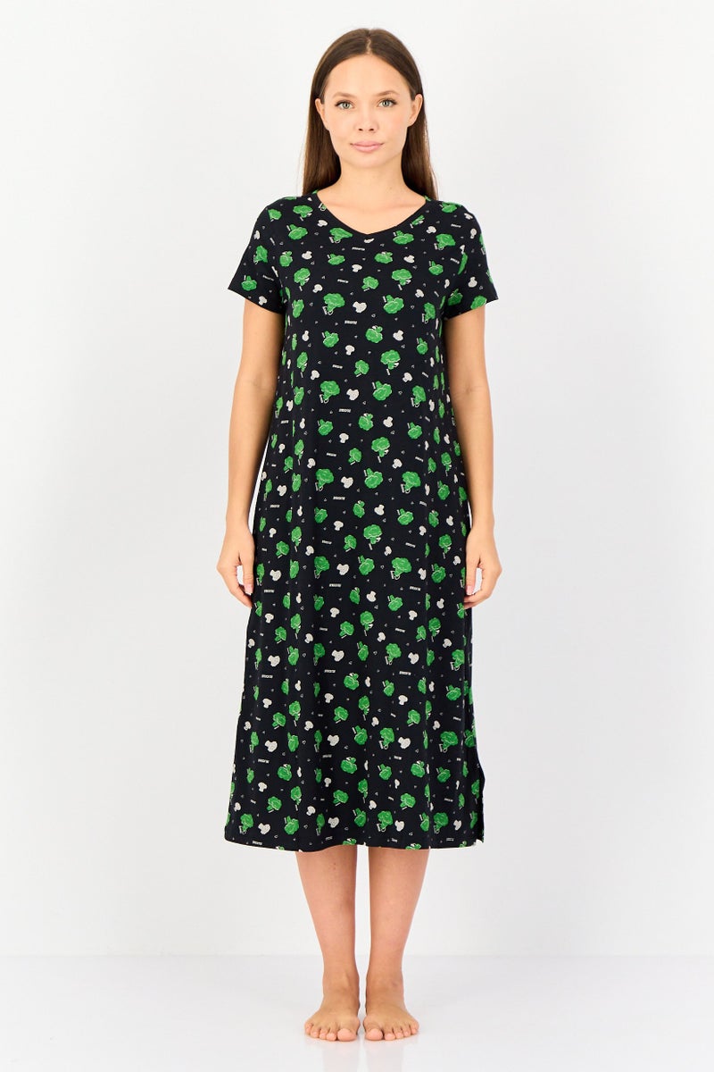 Zivame By Rosaline Women Allover Print Sleeping Dress, Multicolor - Image 1