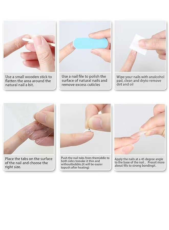 Press On Nails Short Squoval ABS Natural Fit Fake Nails with Jelly Glue Reusable Manicure Glue On Nails Woman and Girl False Nails UV Cover Gel Glossy Nails 15Sizes 24PCS - Image 2