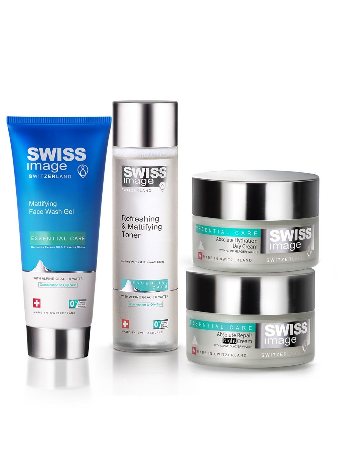 SWISS image Skin Care Regime Pack For Hydration - Mattifying Face Wash 200 ml , Mattifying Face Toner 200 ml , Day Cream 50 ml & Night Cream 50ml 