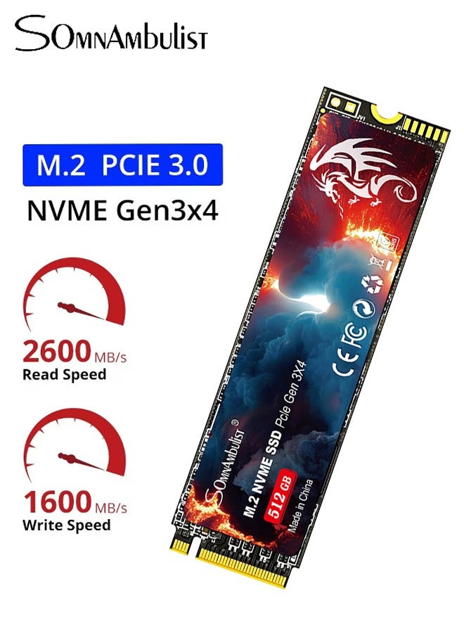 المسرنم السائر أثناء النوم قرص تخزين داخلي SSD M.2 NVME 2280 PCIe 3.0 بسعة 512 جيجابايت لأجهزة الكمبيوتر المحمولة ووحدات التحكم في الألعاب - Image 1