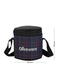oliveware Cleo Microwave Safe Leak Proof 2 Stainless Steel Full Meal Containers with Insulated Fabric Bag (Blue)  - Image 4