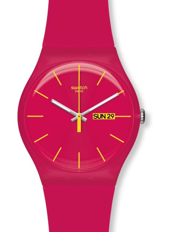 Swatch Unisex Rubine Rebel Quartz Movement Water Resistant Wrist Watch - 41 Mm - Image 1