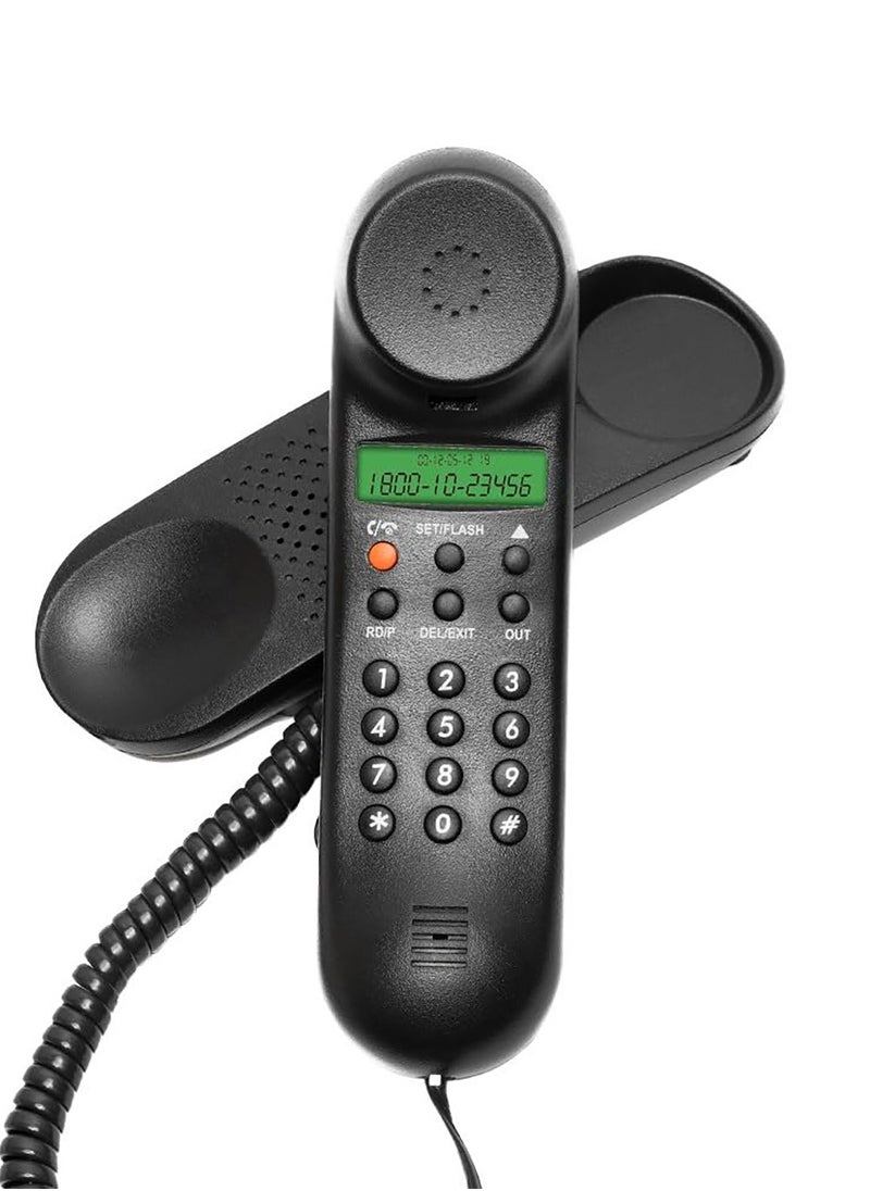 Beetel - Beetel Newly launched M25 Ultra Compact Caller ID Slim Line Landline,Numeric Display, Desk/Wall Mounted,12 Digit LCD,Speaker Phone,FSK/DTMF Compatible,Ringer Volume Control,LED Indication (Black M25) - Image 1