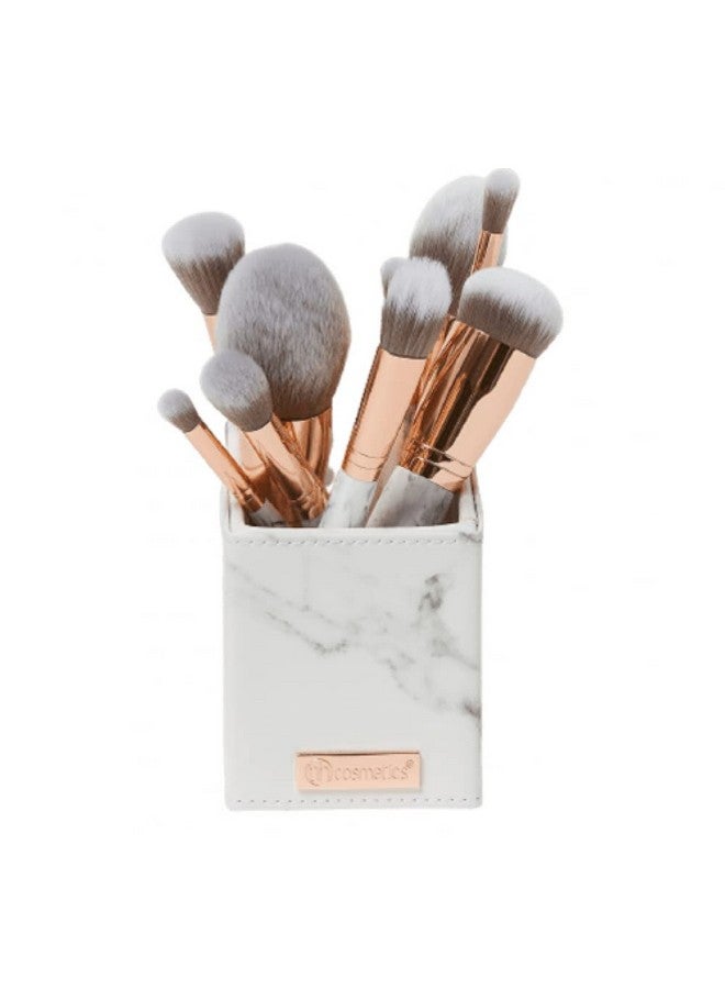 BH STUDIO PRO Makeup Brush Set, Bh Signature Rose Gold 13 Piece Brush Set With Holder (White) - Image 1