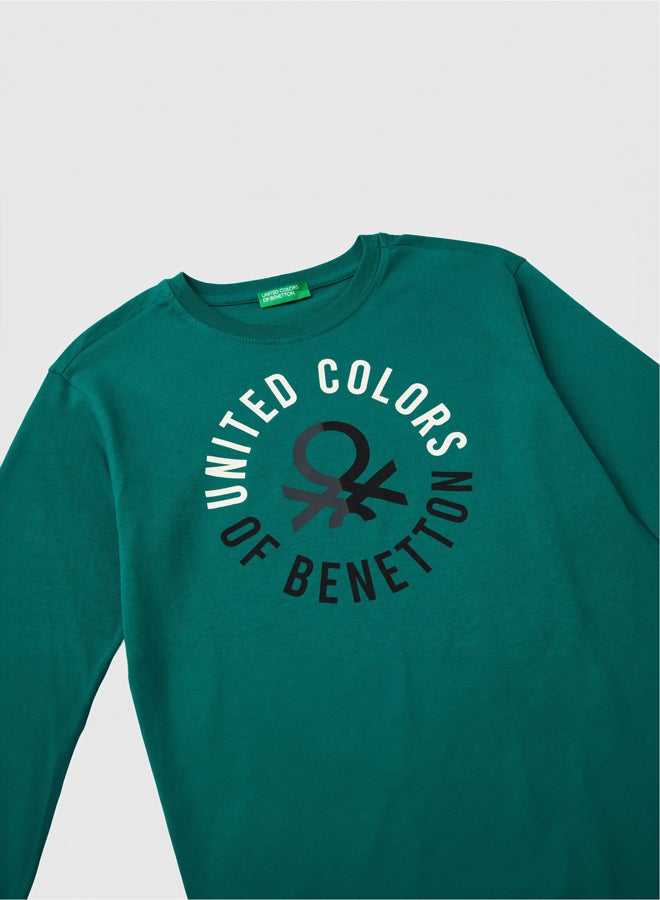 Benetton Boys Printed Crew neck t-shirt For Kids - Image 3