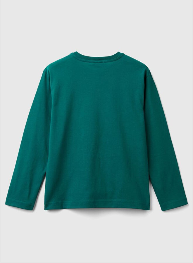 Benetton Boys Printed Crew neck t-shirt For Kids - Image 2