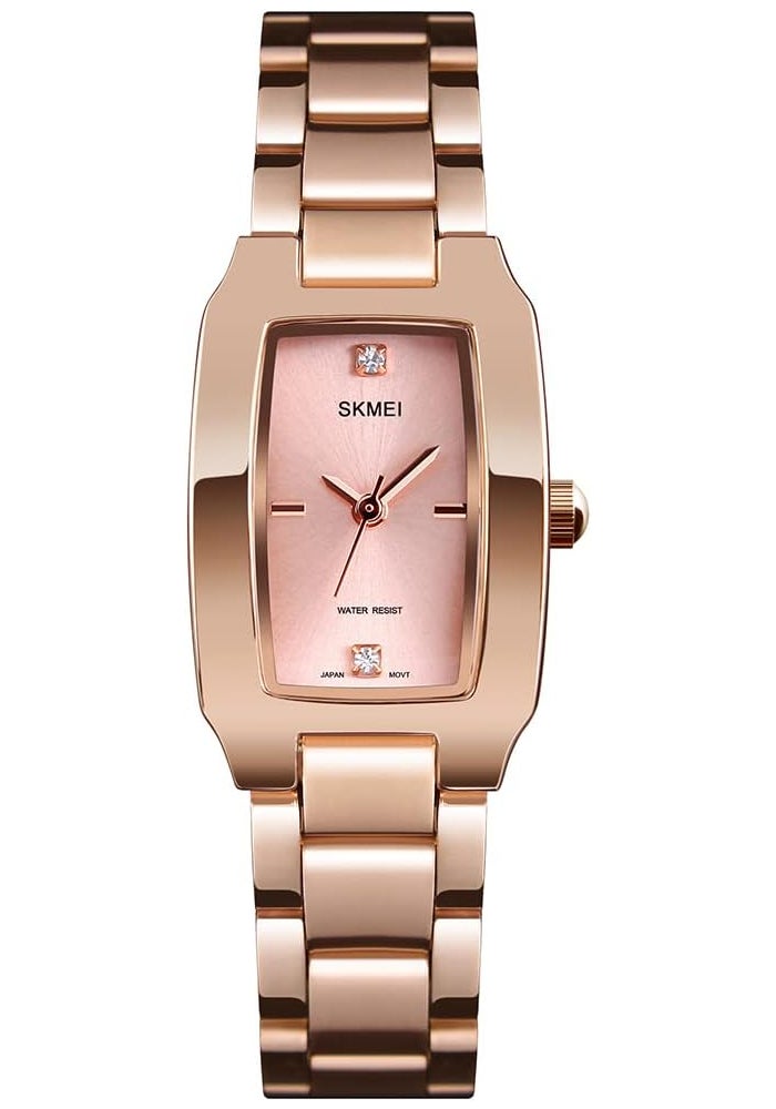 SKMEI Women's Rose Gold Square Analog Quartz Waterproof Wrist Watch - Image 1