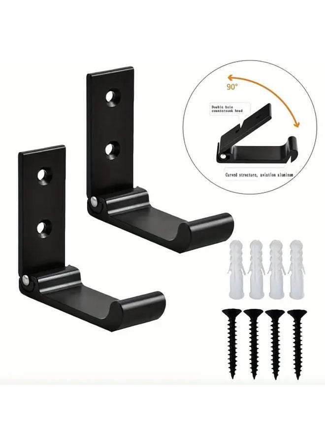 Large Foldable Hook Black 2pcs Space Saver Hanger For Clothes Towels Bags - Image 2