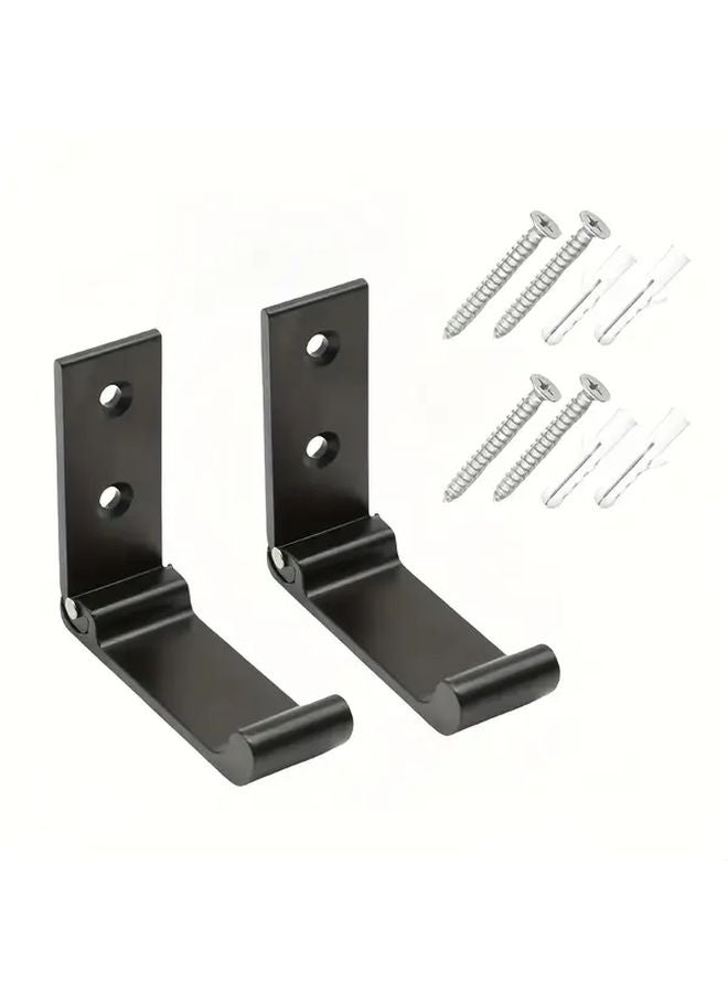 Large Foldable Hook Black 2pcs Space Saver Hanger For Clothes Towels Bags - Image 1