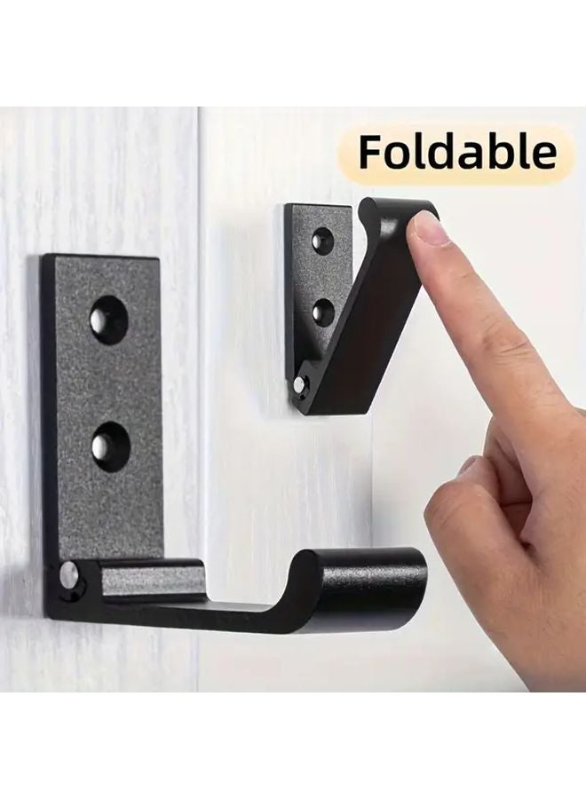 Large Foldable Hook Black 2pcs Space Saver Hanger For Clothes Towels Bags - Image 5