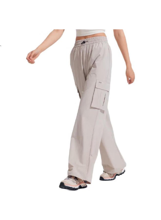 Vvc Women'S Casual Pants Spring/Summer Sunscreen Work Pants Wide Leg Dual-Use Quick-Drying Cool Feeling Patrol Light Khaki L - Image 2