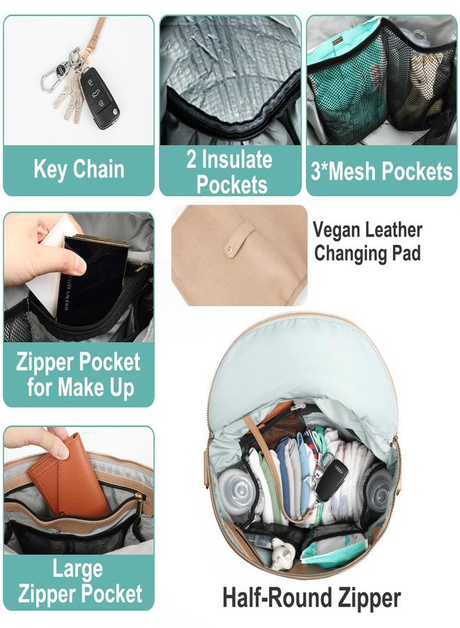 MF Store Diaper bag, Leather Diaper Bag Backpack by MF Store, Diaper Backpack with Laptop Sleeve,Changing Pad,Wipes Pouch,Stroller Straps and Insulated Pockets - Image 3