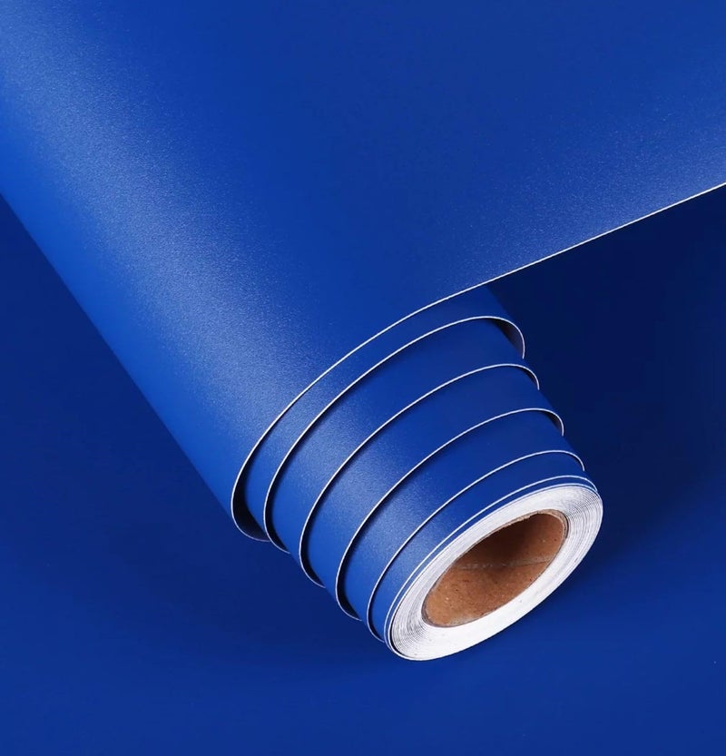 Cosmos Star™ Self Adhesive Vinyl Wallpaper Waterproof Decorative Self Adhesive Vinyl Wallpaper for Kitchen Cabinet Furniture Counter top (24 x 50 inch, Royl Blue Mat WP) - Image 1