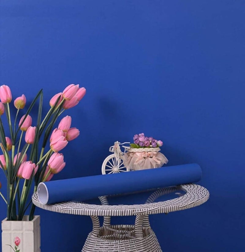 Cosmos Star™ Self Adhesive Vinyl Wallpaper Waterproof Decorative Self Adhesive Vinyl Wallpaper for Kitchen Cabinet Furniture Counter top (24 x 50 inch, Royl Blue Mat WP) - Image 2