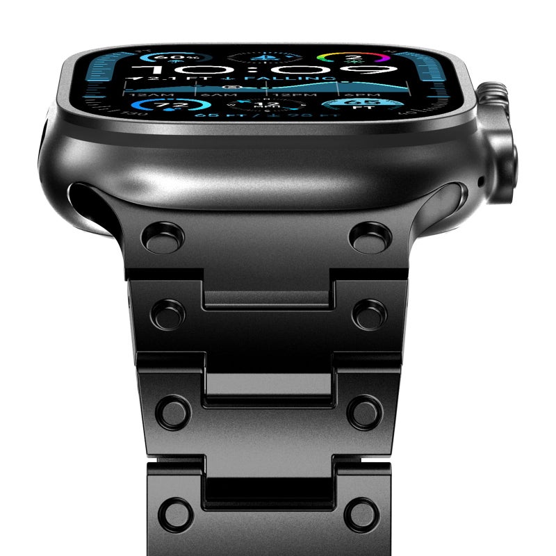 NewWays Metal Band Compatible with Apple Watch Band Ultra3 2 1 49mm Series11 10 46mm Series 9 8 7 45mm 44mm SE 6 5 4 3 42mm iWatch Stainless Steel Link Bands GBlack - Image 2