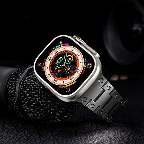 NewWays Metal Band Compatible with Apple Watch Band Ultra3 2 1 49mm Series11 10 46mm Series 9 8 7 45mm 44mm SE 6 5 4 3 42mm iWatch Stainless Steel Link Bands GBlack - Image 3