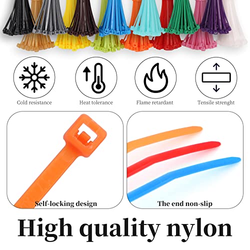 Yi-gog Zip Wire Ties 700Pcs Small Colored 8 Inch Cable Zip Ties with Cable Mounts Nylon Zip Cable Ties Self-Locking Tie Wraps Perfect for Home Garden Garage Workshop - Image 3