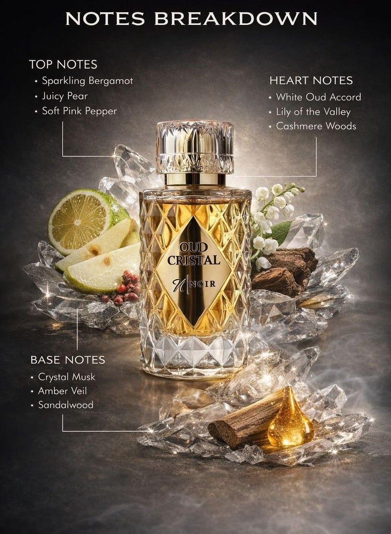 noir Oud Cristal (White Oud) Eau De Parfum for Men and Women, Unisex Fragrance with Oud and Musk 60ml - Image 3