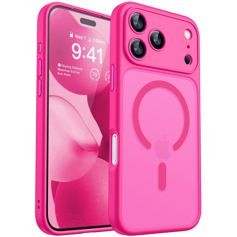 كانشن CANSHN Magnetic for iPhone 17 Pro Case(6.3"), Upgraded [Full Camera Protection] [Compatible with Magsafe] [Translucent Matte] Shockproof Protective Phone Case,Hot Pink - Image 1