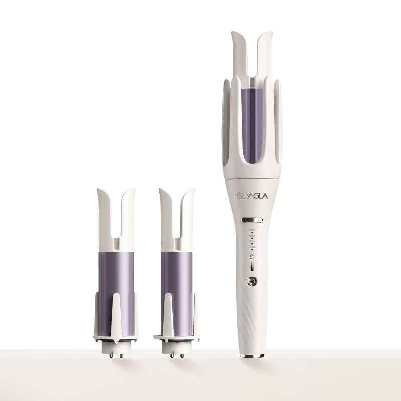 TSUYAGLA 3 in 1 Automatic Curling Iron, Hair Curlers with 3 Curling Barrels (1" - 1.25" - 1.5"), Rotating Curling Iron with 3 Temp, 2-Way Rotation, 10S Fast Heating, Anti-Scald, Dual Voltage, White - Image 1