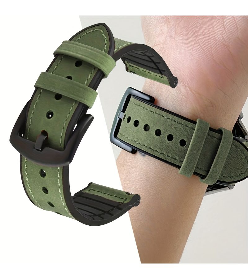 20mm Light Brown Faux Leather Watch Band With Deployment Buckle Comfortable Durable Wristband - Image 5
