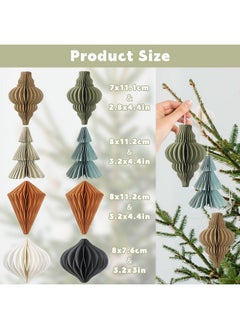Easy Joy EASY JOY Christmas Party Decorations - 8 PCS Hanging Honeycomb Paper Ornaments Vintage Christmas Tree Decorations Paper Honeycomb Decor for Xmas, New Years Party, Ceilings, Home Decor  - Image 2